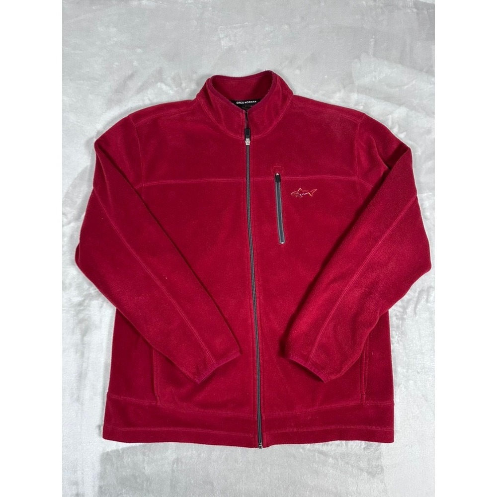 Greg Norman Fleece Jacket Red Five Iron Full Zip Tasso Elba Mens Size M